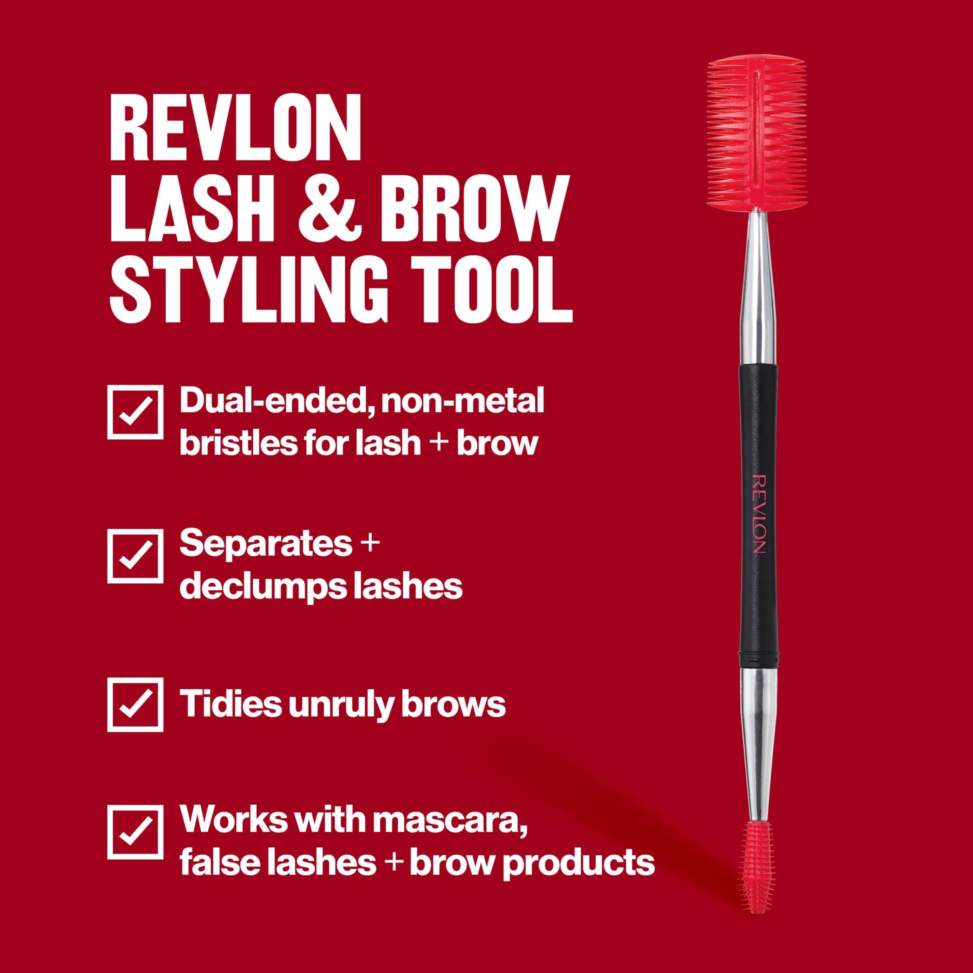 Buy now Revlon Lash & Brow Styling Tool, Dual Ended Eyelash Separator & Eyebrow Brush Spoolie, Works with Mascara & Brow Makeup, 1 count at indiglob india