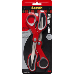 Buy now Scotch Multi-Purpose Stainless Steel All-Purpose 2 Pairs of Scissors, 8 Inches, Red & Gray, Great for home, school and office at indiglob india