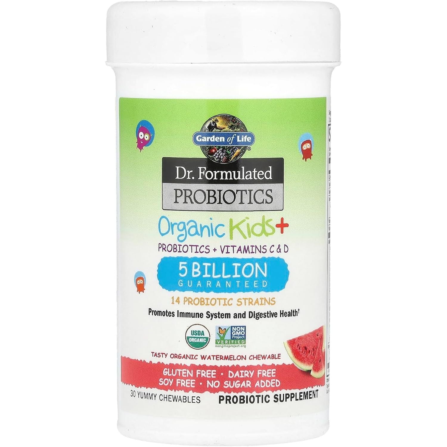 Buy now Garden of Life Kids Probiotics, Dr. Formulated Probiotics Organic Kids+ Vitamin C & D, Watermelon, Gluten Dairy & Soy Free Immune & Digestive Health Supplement, 30 Chewables (Shelf Stable) at indiglob india