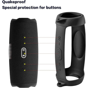 Buy now Silicone Case Cover for JBL Charge 5 Portable Bluetooth Speaker, Travel Gel Soft Skin,Waterproof Rubber Carrying Pouch with Strap (Black) at indiglob india