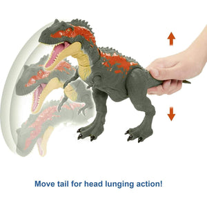 Buy now Mattel Jurassic World Massive Biters Dinosaur Action Figure, Albertosaurus Large Dino Toy with Tail-Activated Strike & Chomping Motion at indiglob india
