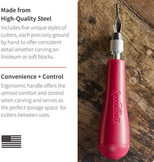 Buy now Speedball Linoleum Cutter Kit Assortment #1 - Linocut Carving Tools for Block Printing, Black, Includes 5 Blades at indiglob india