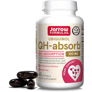 Buy now Jarrow Formulas QH-Absorb, 100 mg, Ubiquinol Dietary Supplement for Healthy Cardiovascular Function, 60 Softgels, 60 Day Supply at indiglob india