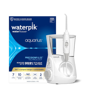 Buy now Waterpik Aquarius Water Flosser For Teeth Cleaning, Gums, Braces, Dental Care, Electric Power With 10 Settings, 7 Tips For Multiple Users And Needs, ADA Accepted, White WP-660, Packaging May Vary at indiglob india