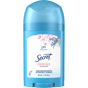 Buy now Secret Antiperspirant and Deodorant for Women, 24hr Sweat & Odor Protection, PH Balanced Protection, Gentle on Skin, Wide Solid, Travel Size, Powder Fresh Scent, 1.7 oz at indiglob india