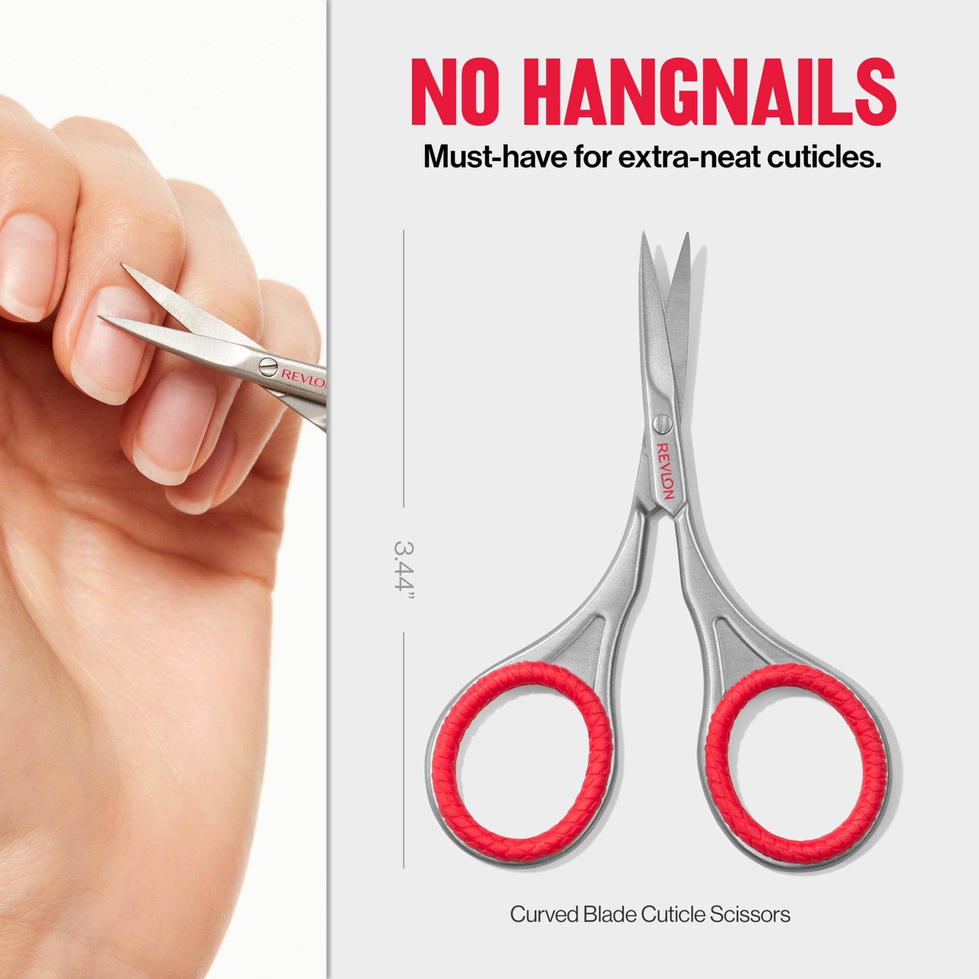 Buy now Revlon Cuticle Scissors, Ultra-Fine Stainless Steel Curved Blade for Neat Cuticles and Hangnail Trimming, Tool for Safe Cuticle Nail Care, 1 count at indiglob india