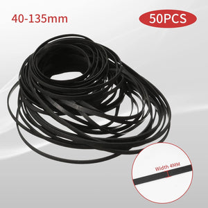 Buy now Recorder Rubber Belt - Cassette Recorder Repair Maintenance Mix Flat Cassette Tape Machine Rubber Belts 40-135 MM (50PCS) (Width 4MM) at indiglob india