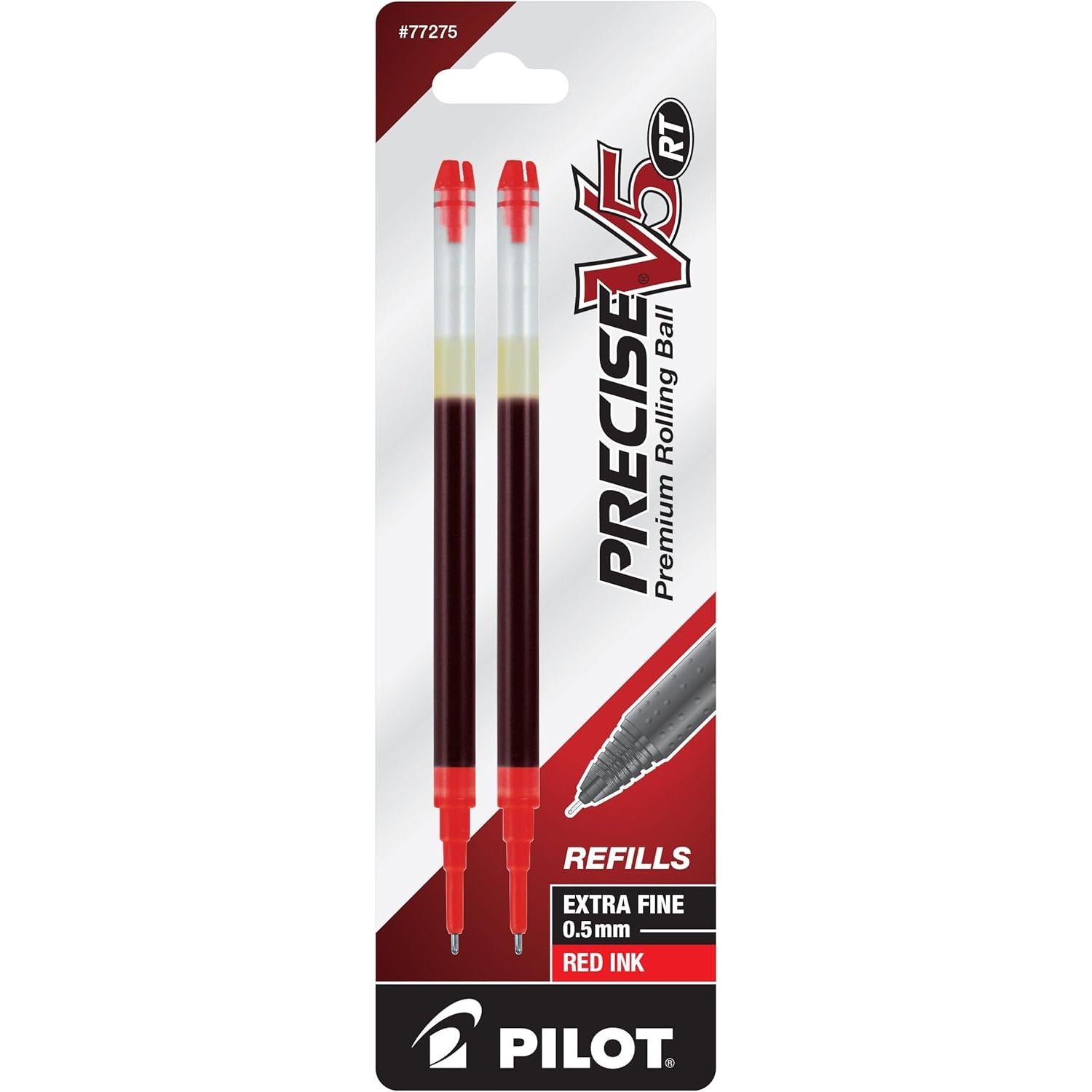 Buy now Pilot, Precise V5 RT Liquid Ink Refills, Extra Fine Point 0.5 mm, Black, Pack of 2 2 Count (Pack of 1) Red at indiglob india