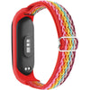 Adjustable Elastic Nylon Straps Compatible with Xiaomi Mi Band 6/Xiaomi Mi Band 5/Xiaomi Mi Band 4/Xiaomi Mi Band 3, Soft Breathable Sport Replacement Wristband for Women Men (Black) - Rainbow