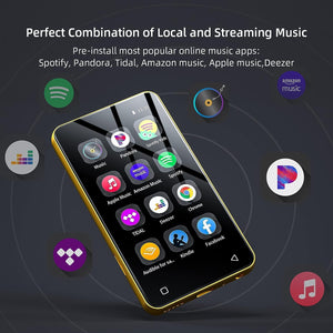 Buy now 80GB MP3 Player with Bluetooth and WiFi, MP4 MP3 Player with Spotify,Spotify Kids，4" Full Touch Screen with Pandora, Music Player with Audible，Android MP3 with Speaker (Gold_Black) at indiglob india