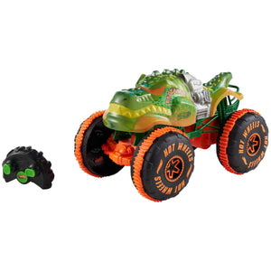 Buy now Hot Wheels Monster Trucks Remote-Control Toy Vehicle, 1:15 Scale Rageasaur RC with Grip Action Tires for Off-Roading & Wheelie Stunting at indiglob india