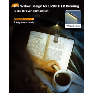 Buy now Glocusent Willow Book Light for Reading in Bed, 10LED Bright Reading Light, 3 Colors & 3 Brightness, Rechargeable Book Light Lasts for 80hr, Lightweight Clip on Book Light, Perfect for Book Lovers at indiglob india