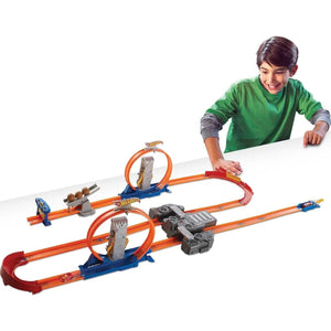 Buy now Hot Wheels Toy Car Track Set, Track Builder Playset Total Turbo Takeover with 1:64 Scale Vehicle, Motorized Booster & Multiple Configurations at indiglob india