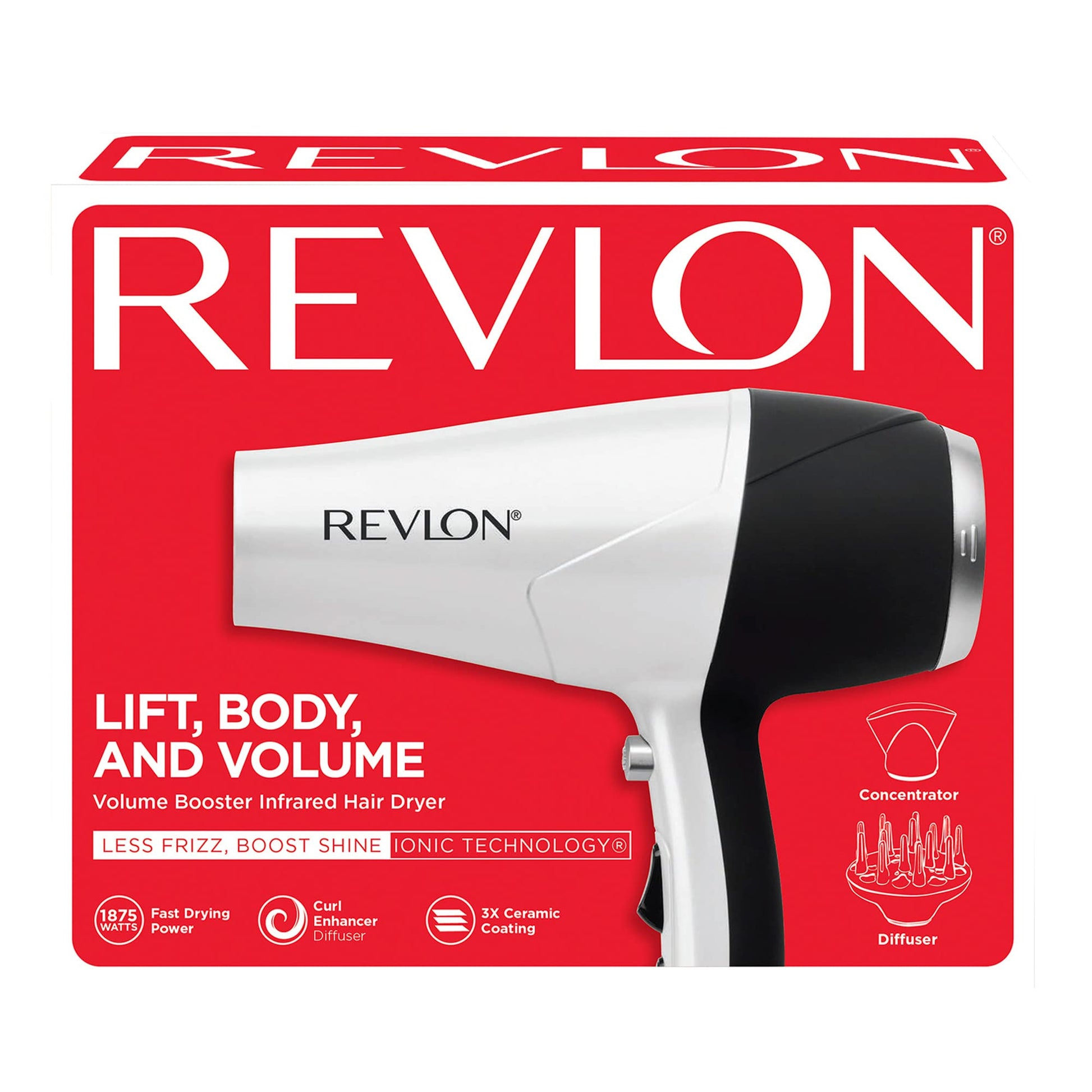 Buy now REVLON Volume Booster, Hair Dryer with Curl Enhancing Diffuser | Increase Volume, Decrease Frizz and Damage, Fast Drying, 1875 Watts (White) at indiglob india