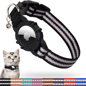 Buy now FEEYAR AirTag Cat Collar,Integrated Kitten Collar with Apple AirTag Holder, Reflective GPS Cat Collar with Bell[Black], Lightweight Tracker Cat Collars for Girl Boy Cats, Kittens and Puppies at indiglob india