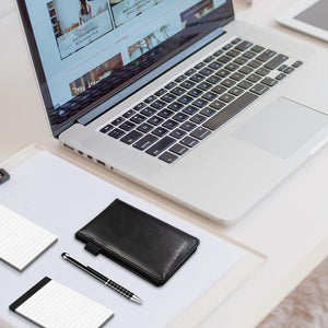 Buy now Xhwykzz 7 Pieces Small Notepads Holder Set, Pocket Notebook with pen, Included 5 Pieces Refills 3 x 5 Inch, 30 Lined Paper Per Note Pad (Black) at indiglob india