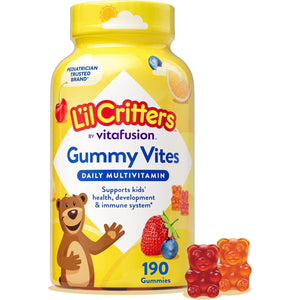 Buy now L'il Critters Gummy Vites Daily Kids Multivitamins Assorted Fruit Flavors for Ages 2+ Toddlers & Kids, Gummy Vitamin with Vitamin C and D, 95-190 Day Supply, 190 Gummies at indiglob india