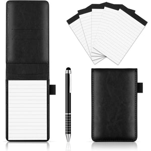Buy now Xhwykzz 7 Pieces Small Notepads Holder Set, Pocket Notebook with pen, Included 5 Pieces Refills 3 x 5 Inch, 30 Lined Paper Per Note Pad (Black) at indiglob india