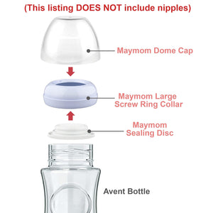 Buy now Maymom Dome Caps, Screw Rings, Sealing Discs Compatible with Avent Natural Bottles, PP Bottles; No Nipple Included. Convert Avent Classic Bottle Into Natural at indiglob india