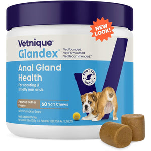 Buy now Vetnique Glandex Anal Gland Soft Chew Treats with Pumpkin for Dogs Digestive Enzymes, Probiotics Fiber Supplement for Dogs Boot The Scoot (Peanut Butter Chews, 60 Count) at indiglob india