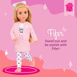 Buy now Glitter Girls – 14-Inch Fashion Doll – Blonde Hair & Green Eyes – Pink Cardigan & Skirt – Cat – Themed Outfit – 3+ Years– Fifer at indiglob india