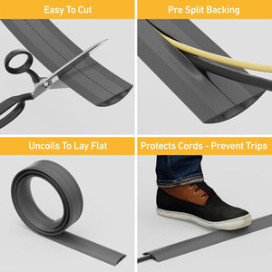 Buy now D-Line 6ft Floor Cord Cover, Cable Channel, Protect Cords, Prevent Trips - 0.63" W x 0.31" H - Gray at indiglob india