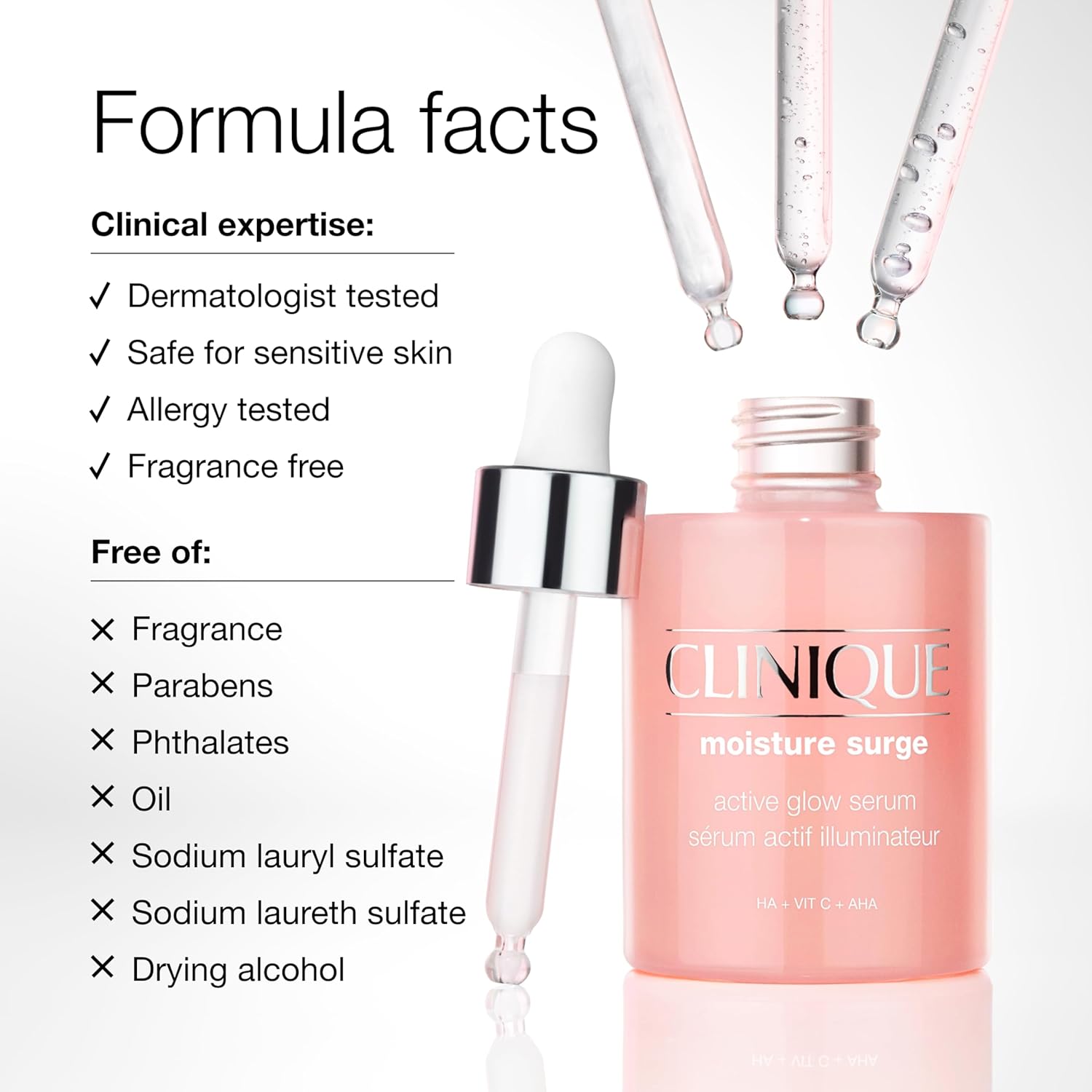Clinique Clinique Moisture Surge Active Glow Serum with Lactic Acid, Hyaluronic Acid + Vitamin C | Hydrating, Lightweight + Oil Free Stock | Fast India Delivery