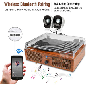 Buy now Vinyl Record Player Wireless Turntable with Built-in Speakers and USB Belt-Driven Vintage Phonograph Record Player 3 Speed for Entertainment and Home Decoration at indiglob india