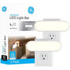 GE Ultrabrite LED Light Bar Night Lights Plug Into Wall Room Decor Ambient Lighting Dusk to Dawn Sensor Bright Nightlight, White, 100 Lumens, 2 Pack - White 100 Lumens