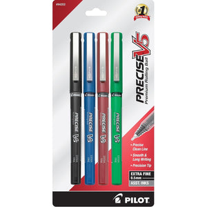 Buy now Pilot Precise V5 Capped Liquid Ink Rollerball Pens, Extra Fine Point Ink Pens 0.5 mm, Colored Pens, Assorted Colors, Pack of 4 - Ideal for School, Journaling, & Office Writing at indiglob india