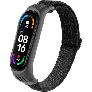 Buy now Adjustable Elastic Nylon Straps Compatible with Xiaomi Mi Band 6/Xiaomi Mi Band 5/Xiaomi Mi Band 4/Xiaomi Mi Band 3, Soft Breathable Sport Replacement Wristband for Women Men (Black) at indiglob india