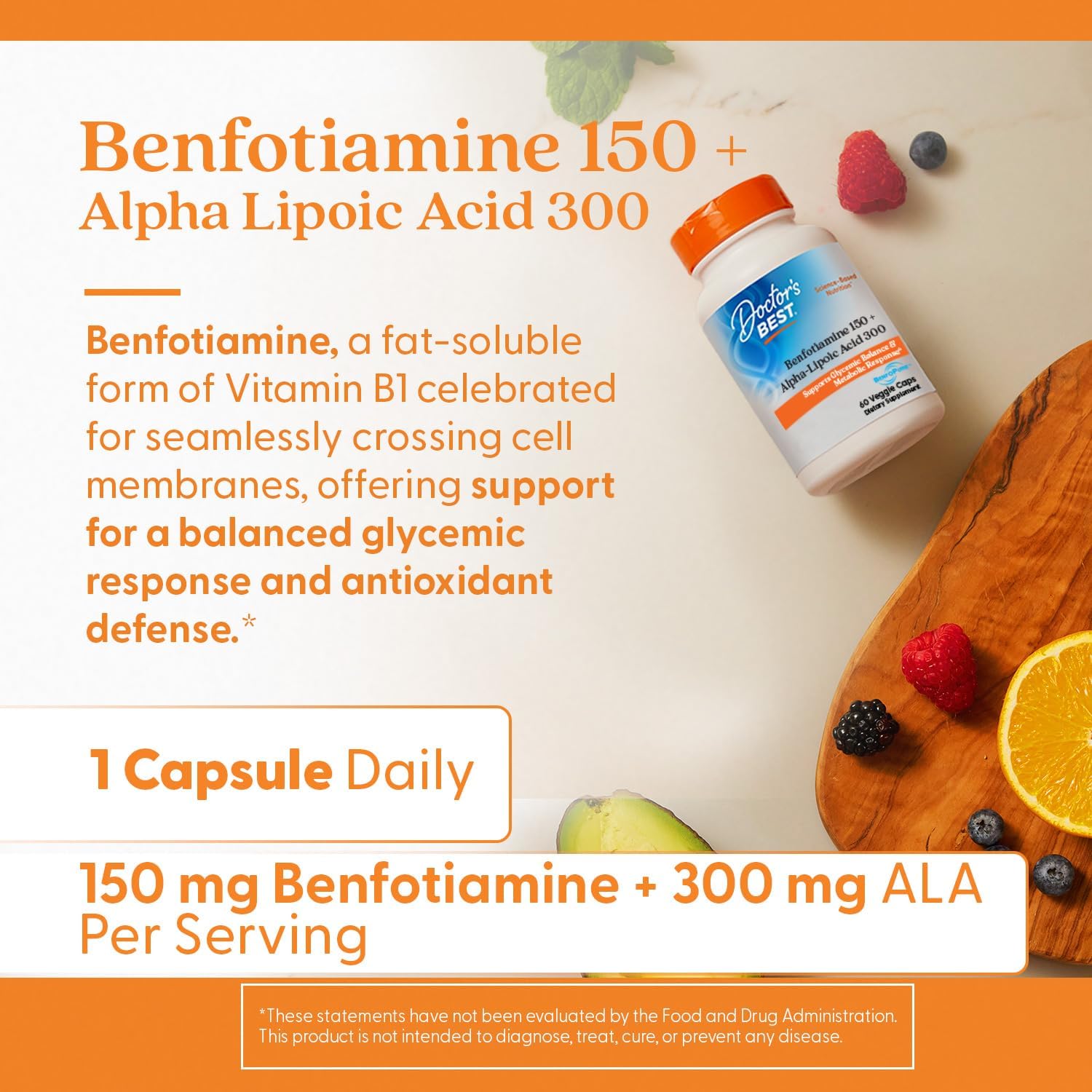 Buy now Doctors Best Benfotiamine 150 + Alpha-Lipoic Acid 300 with BenfoPure, Supports Glycemic Balance & Metabolic Response, Non-GMO, Gluten Free, Soy Free, Vegan 60 Veggie Caps at indiglob india