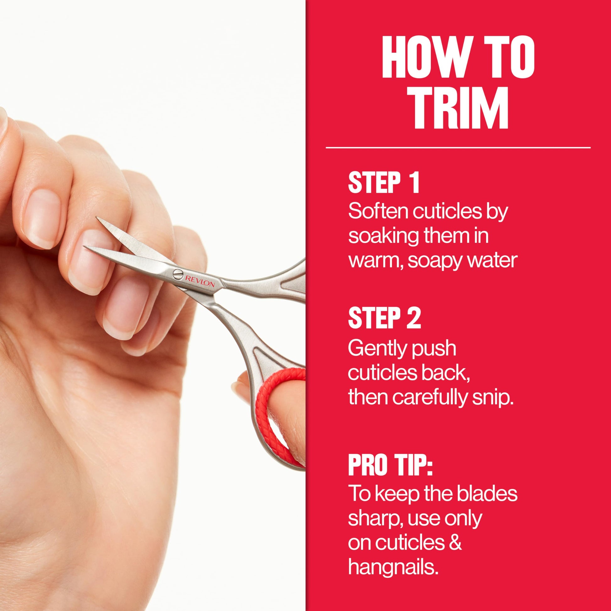 Buy now Revlon Cuticle Scissors, Ultra-Fine Stainless Steel Curved Blade for Neat Cuticles and Hangnail Trimming, Tool for Safe Cuticle Nail Care, 1 count at indiglob india