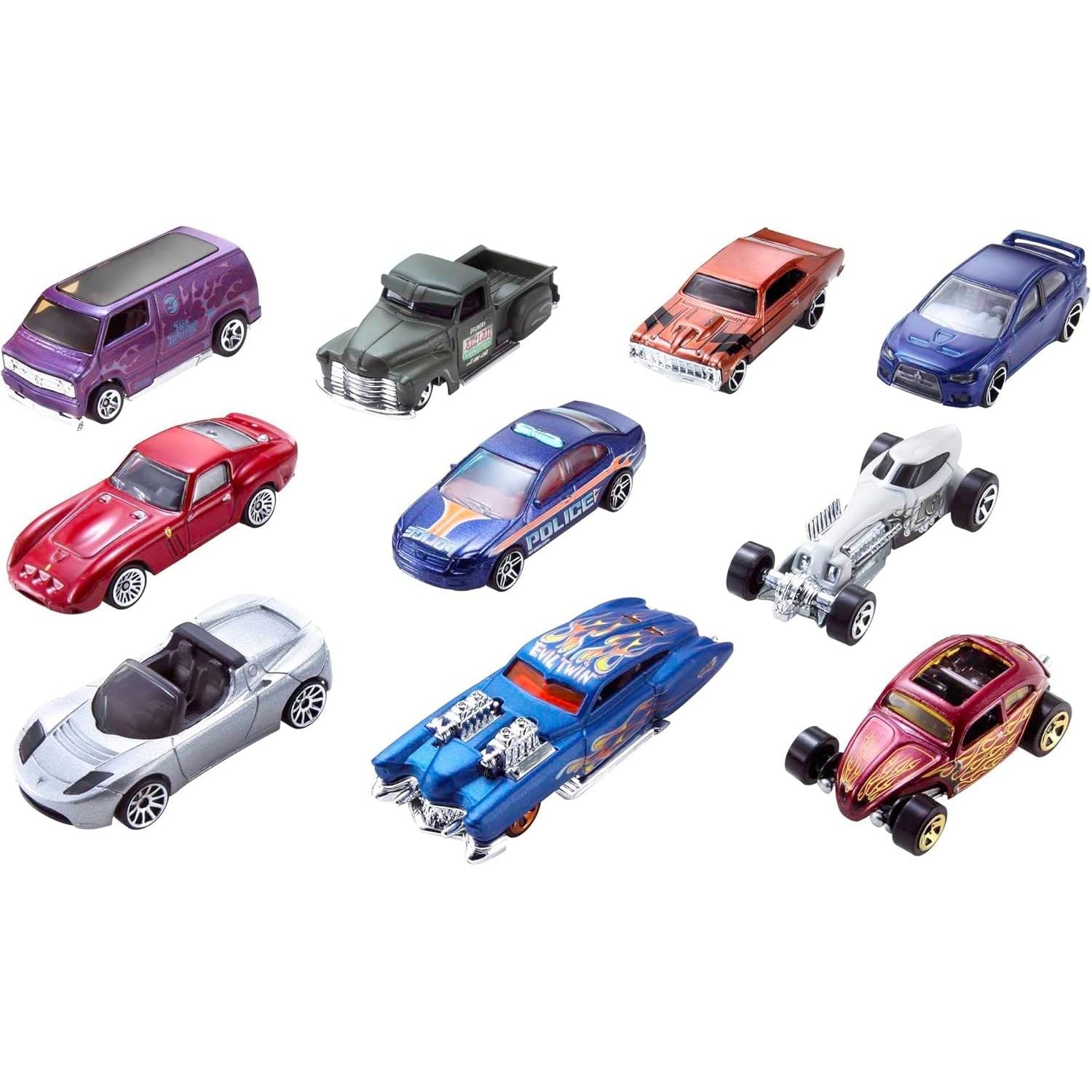 Buy now Hot Wheels Set of 10 1:64 Scale Toy Trucks and Cars for Kids and Collectors, Styles May Vary at indiglob india