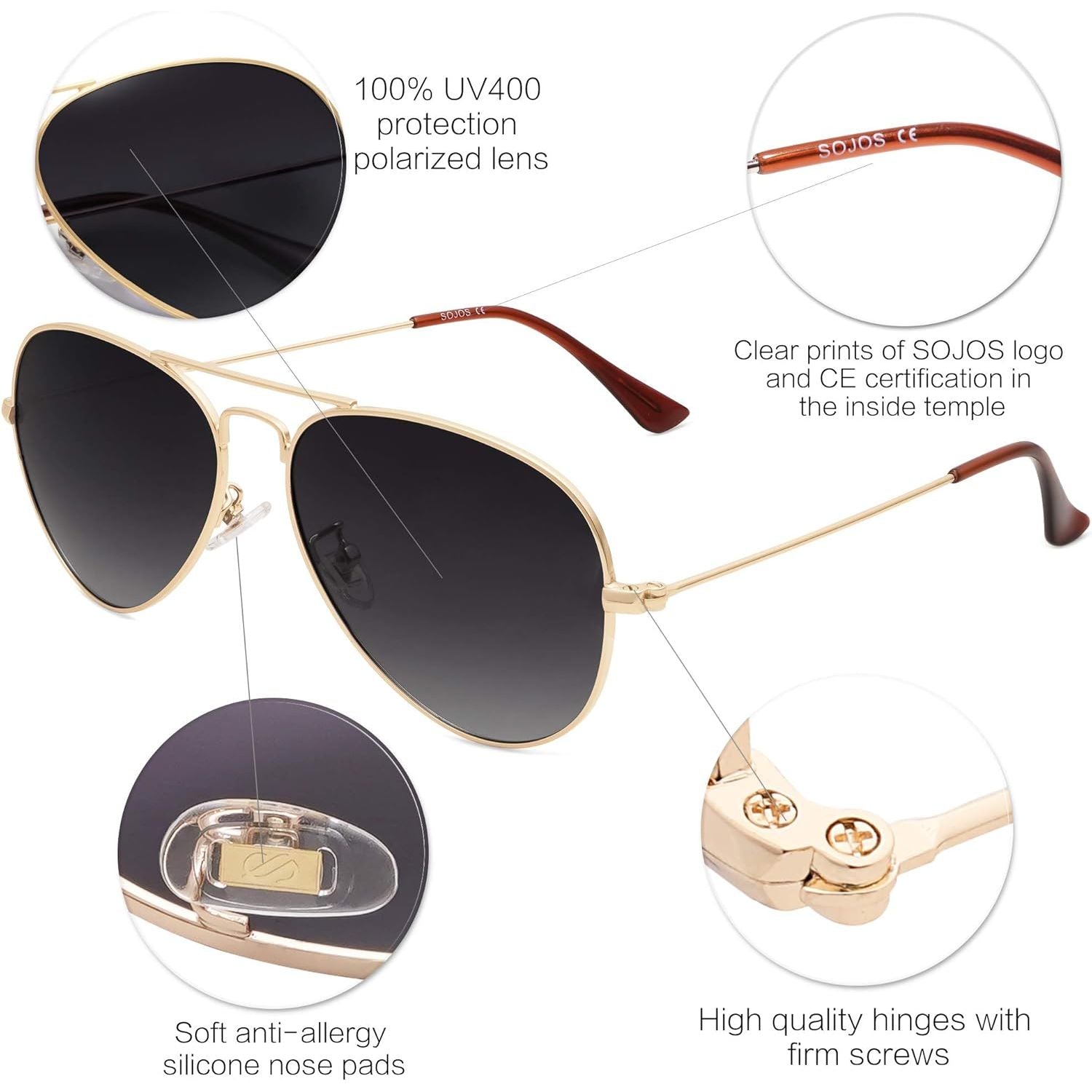 Buy now SOJOS Classic Aviator Polarized Sunglasses for Men Women Vintage Retro Style at indiglob india