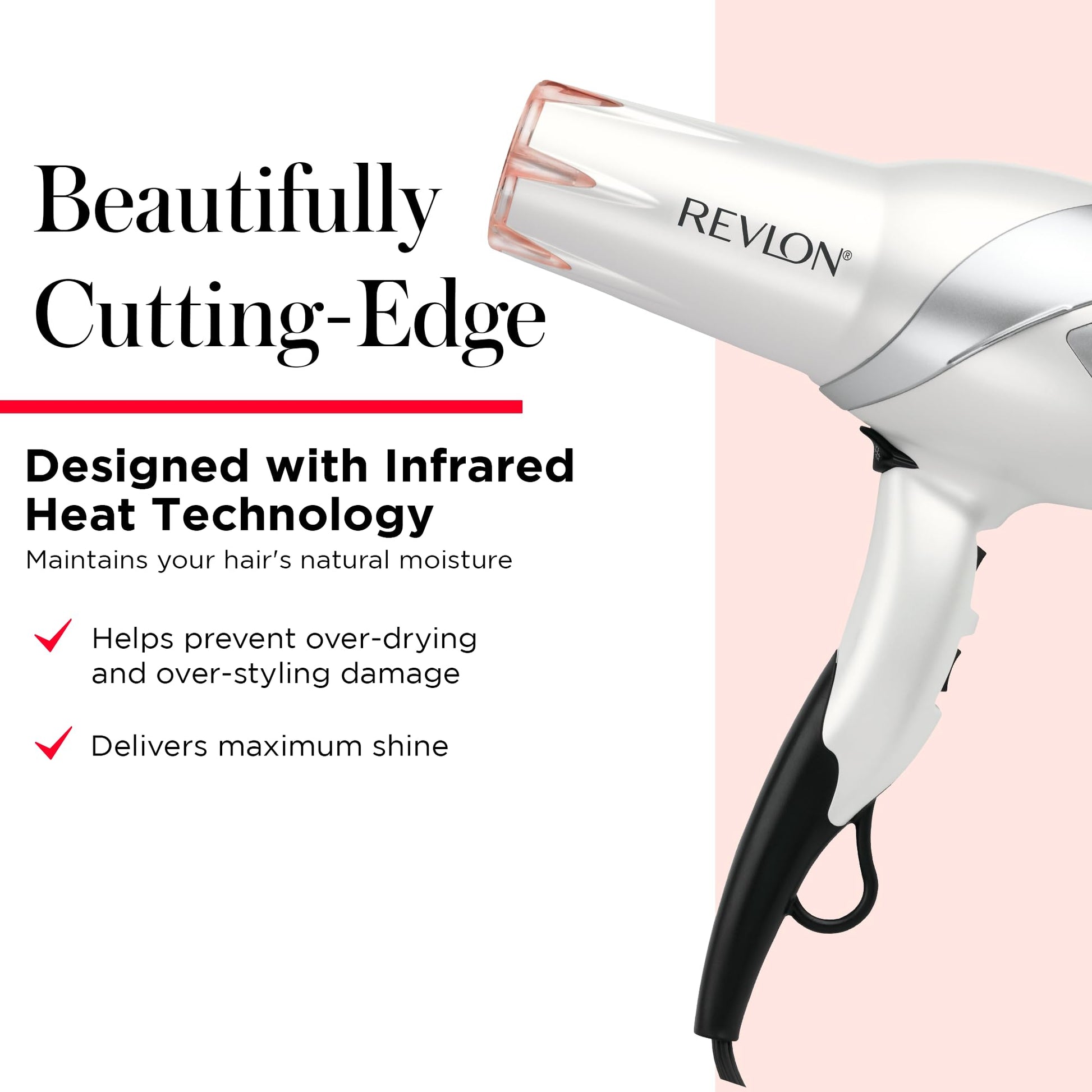 Buy now REVLON Infrared Hair Dryer with Diffuser & Concentrator - Ionic Ceramic Blow Dryer for Frizz Control, Shine, Soft Hair & Moisture Protection - 1875W Professional Salon-Quality (White) at indiglob india