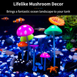 Buy now Uniclife Glowing Effect Artificial Mushroom Aquarium Plant Decor Ornament Decoration for Fish Tank Landscape at indiglob india