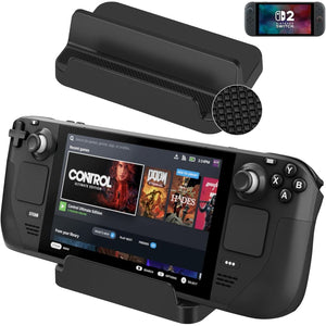 Buy now KUNSLUCK Stand Base for Steam Deck/Nintendo Switch 2, Steam Deck Stand with Anti-Slip Silicone Pad (Black) at indiglob india