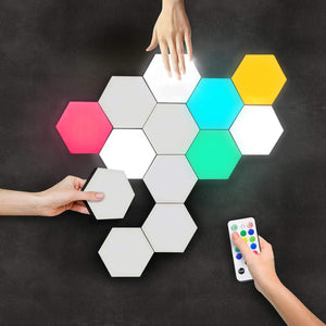 Buy now Hexagon Lights | Premium Set of LED Wall Lights | Modular, Touch-Sensitive and Remote-Controlled RGB Lighting | Aesthetic Room Decor | Perfect Decoration for Living and Bedroom | 13 Colors at indiglob india