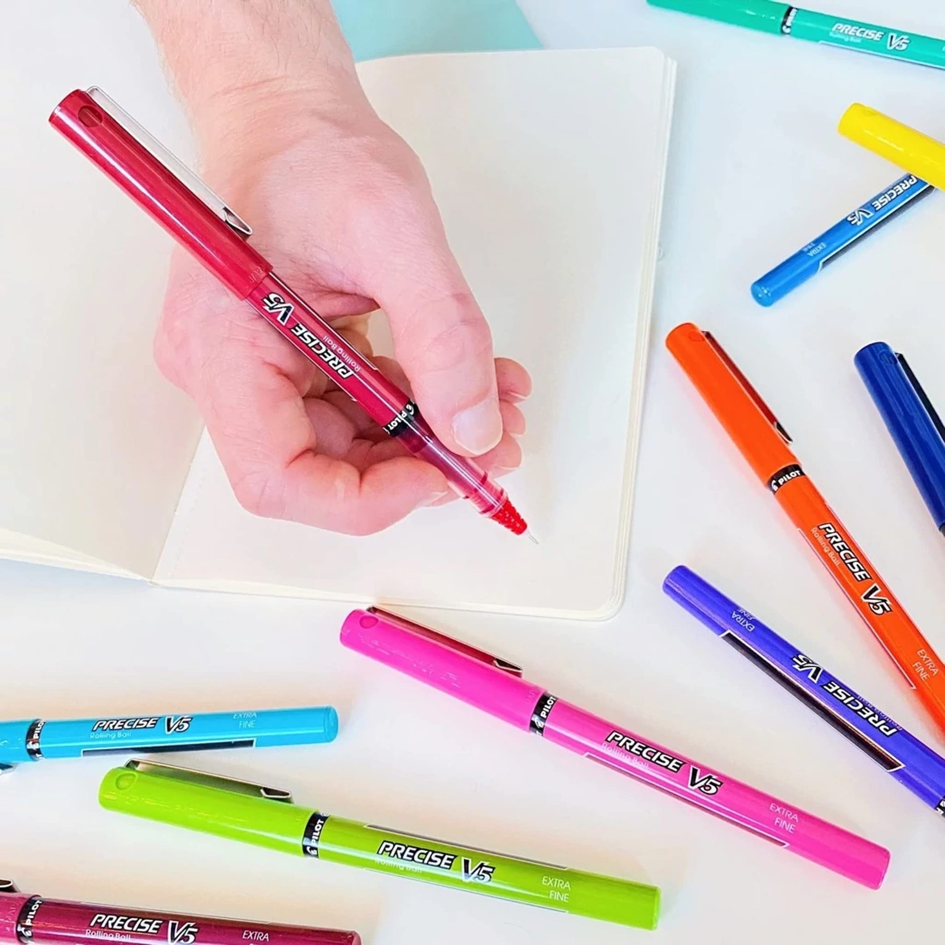 Buy now Pilot Precise V5 RT Refillable & Retractable Rollerball Pens, Extra Fine Point Pens 0.5 mm, Blue, Pack of 8 - Ideal for School, Journaling & Office Writing at indiglob india