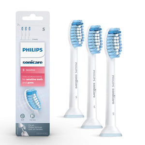 Buy now Philips Sonicare Genuine Sensitive Replacement Toothbrush Heads for Sensitive Teeth, 3 Brush Heads, White, HX6053/64 at indiglob india