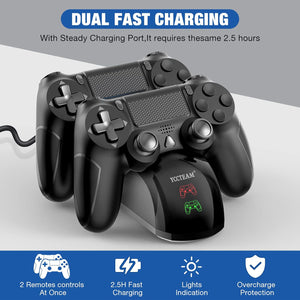 Buy now for P4 Controller Charger Dock Station, 1.8 Hrs Fast Charging for P4 Charging Station, Charging Station with LED Indicator Charge Chip, Dual USB PS4 Charger Dock for PS4/PS4 Slim/PS4 Pro Charge at indiglob india