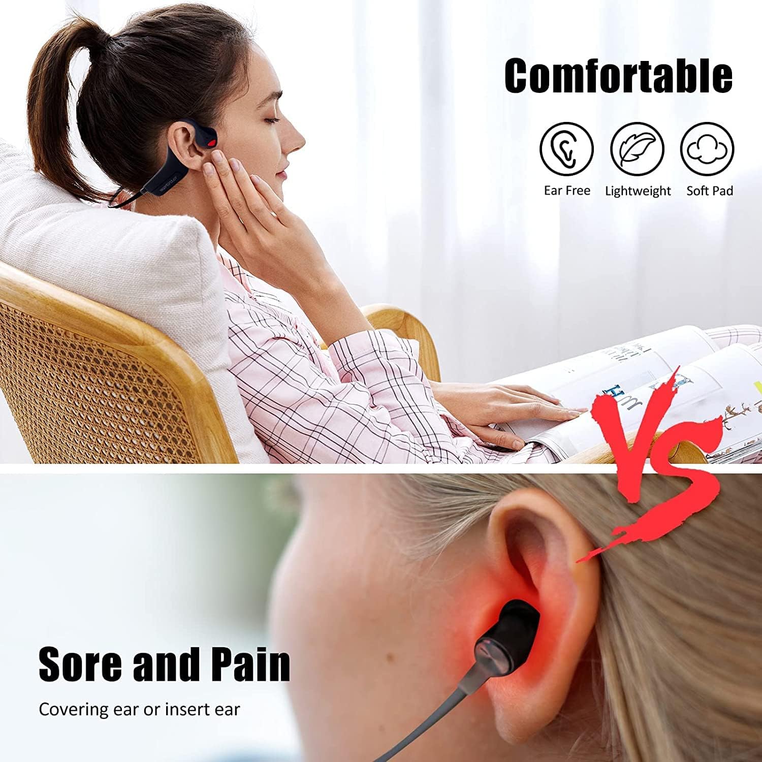 Buy now Bone Conduction Headphones Bluetooth, Wireless Open-Ear Headset with Microphones,Titanium Lightweight Sweat Resistant, Answer Phone Call Sports Earphones for Running Hiking Bicycling at indiglob india