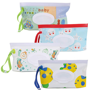 Buy now FEBSNOW 4 Pack Baby Wipes Container, Reusable Portable Wet Wipe Pouch, Wipe Dispenser Container, Baby Travel Wet Wipe Holder at indiglob india