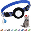 Airtag Cat Collar, Air tag Cat Collar with Bell and Safety Buckle in 3/8" Width, Reflective Collar with Waterproof Airtag Holder Compatible with Apple Airtag for Cat Dog Kitten Puppy (Black) - RoyalBlue