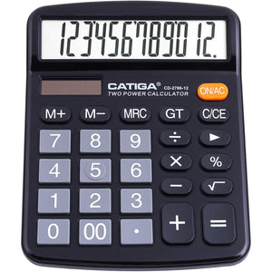 Buy now CATIGA 12 Digits Desktop Calculator with Large LCD Display and Sensitive Button, Dual Solar Power and Battery, Standard Function for Office, Home, School, CD-2786 at indiglob india