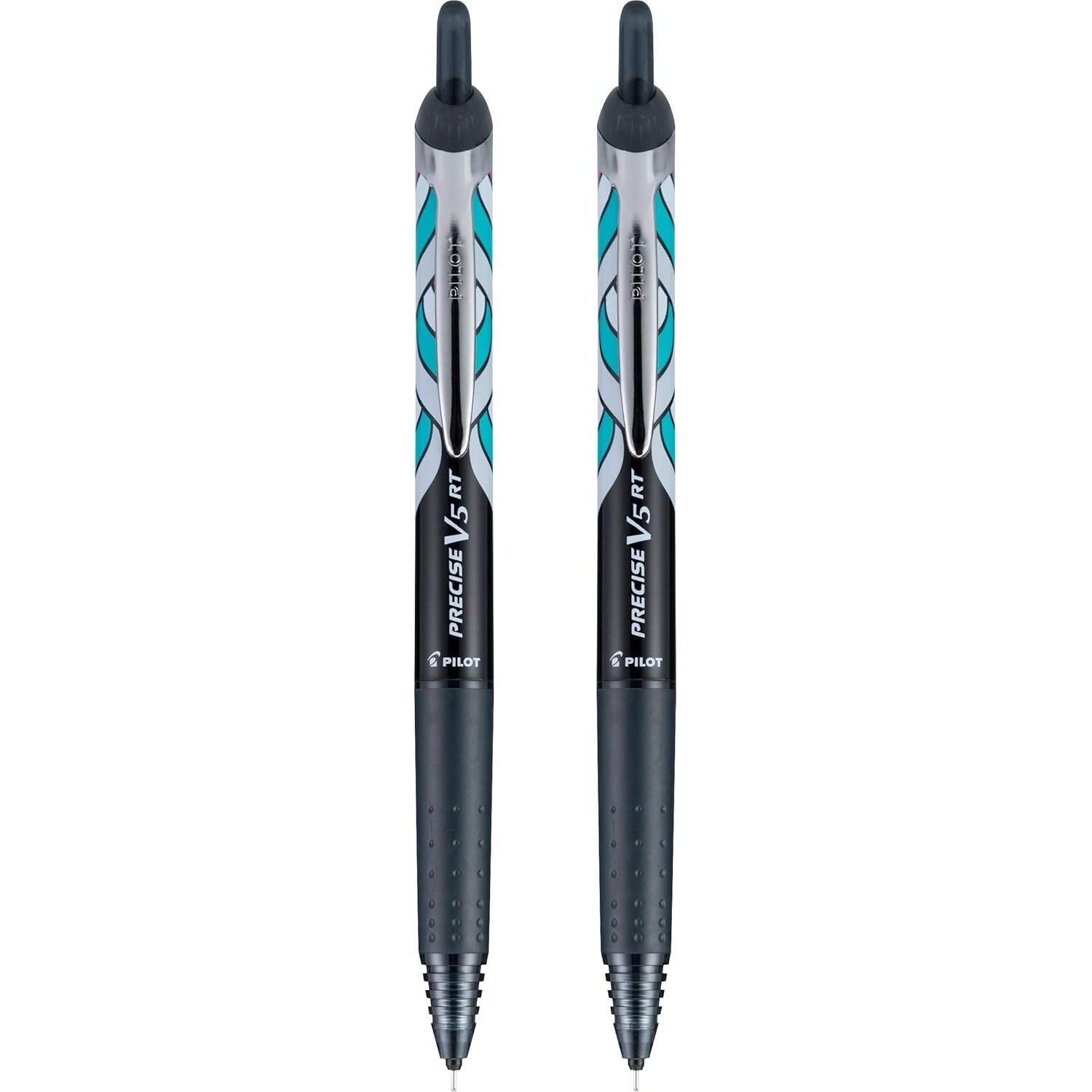 Buy now Pilot, Precise V5 RT Deco Collection Refillable & Retractable Liquid Ink Rolling Ball Pens, Extra Fine Point 0.5 mm, Black, Pack of 2 at indiglob india