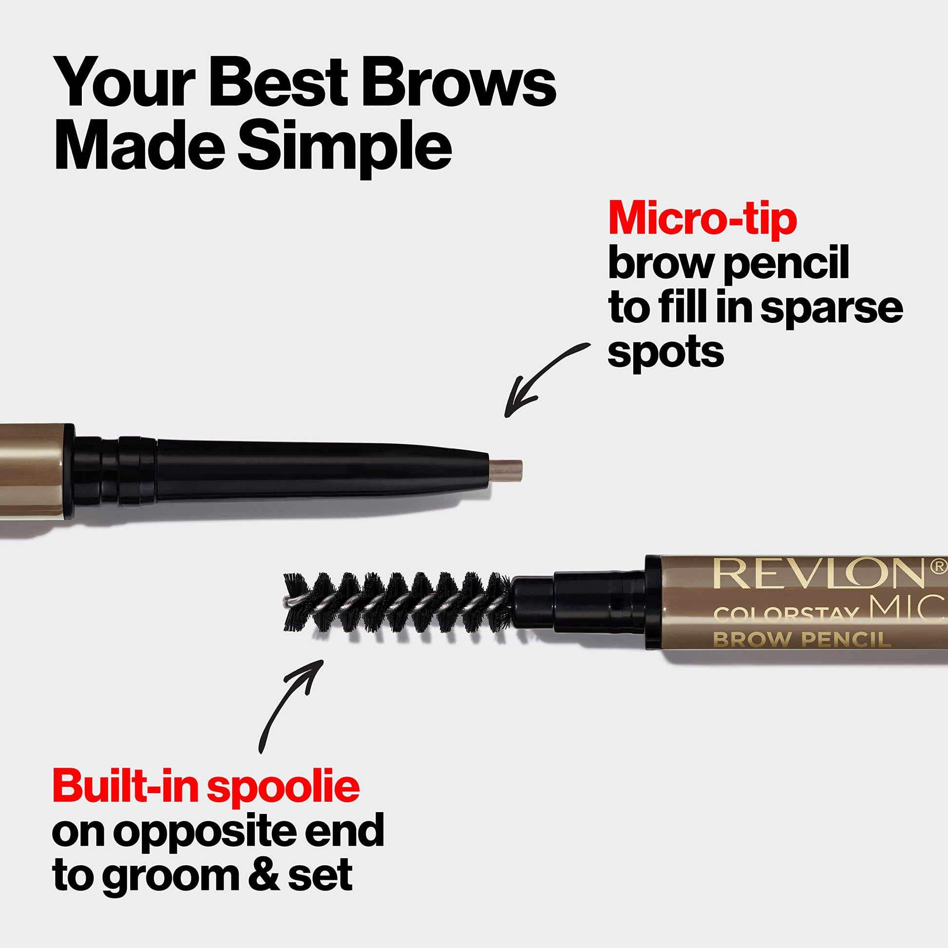 Buy now Revlon ColorStay Micro Eyebrow Pencil with Built In Spoolie Brush, Infused with Argan and Marula Oil, Waterproof, Smudgeproof, 454 Medium Brown, 0.003 oz at indiglob india