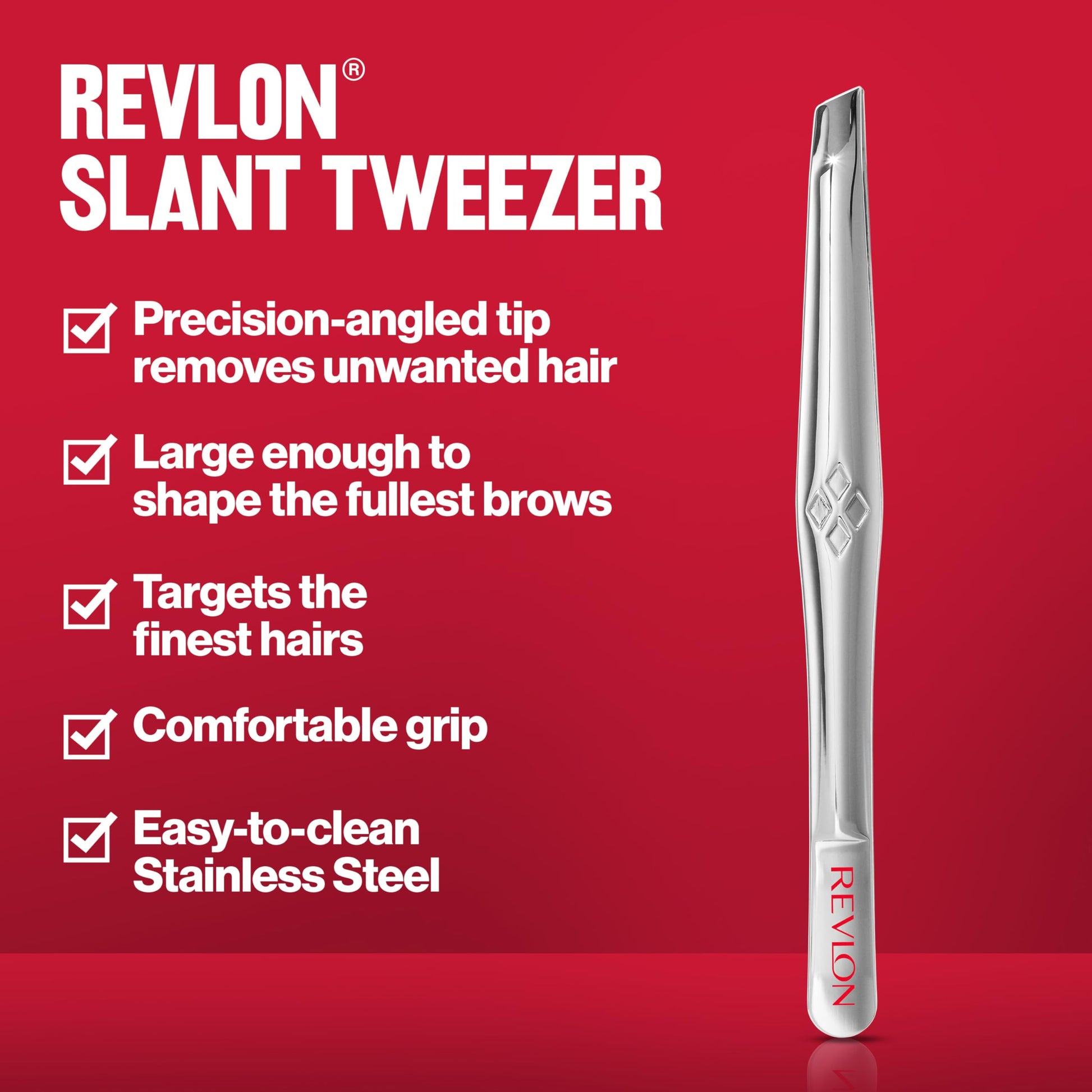 Buy now Revlon Multipurpose Hair Removal Tweezer, High Precision Slant Tip Tweezers for Men, Women & Kids, Stainless Steel (Pack of 1) at indiglob india