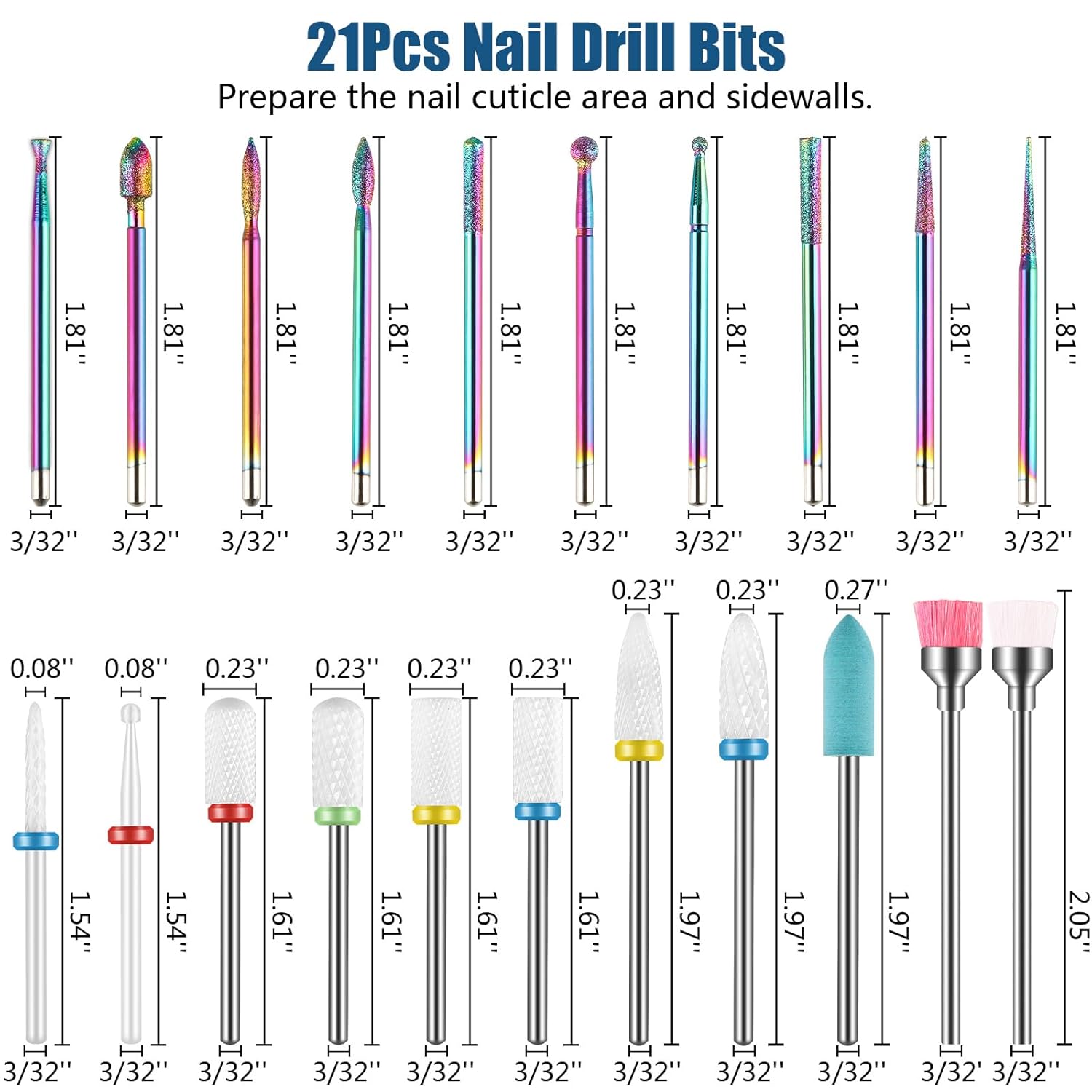 Buy now Depvko 21pcs Nail Drill Bits Sets, 3/32 Inch Cuticle Electric Nail File and Ceramic Acrylic Gel Nail Bit Kit, Acrylic Nail Art Tools, Carbide Remover Bits for Manicure Pedicure, Home Salon at indiglob india